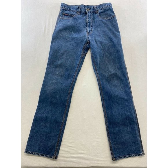Work Mate Men's Straight Leg Blue Jeans Size 34/34 High Rise Cotton Blend - Picture 1 of 6